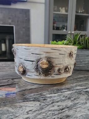 Dept. 56 Rare Birch Bark 9" Serving Bowl Rustic, Western Cabin Decor